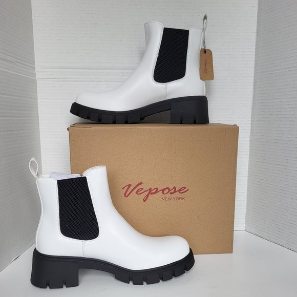 Vepose Shoes - Vepose NY- Chelsea Ankle Boots Low Heel Slip-on Booties - 9
